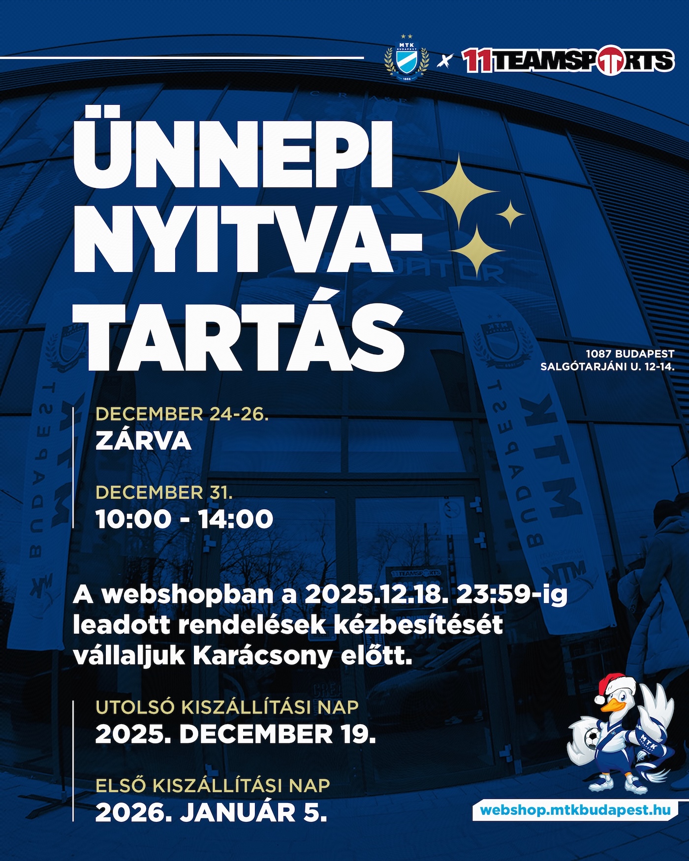 Fontos információk a karácsonyi webshop-rendelésekről